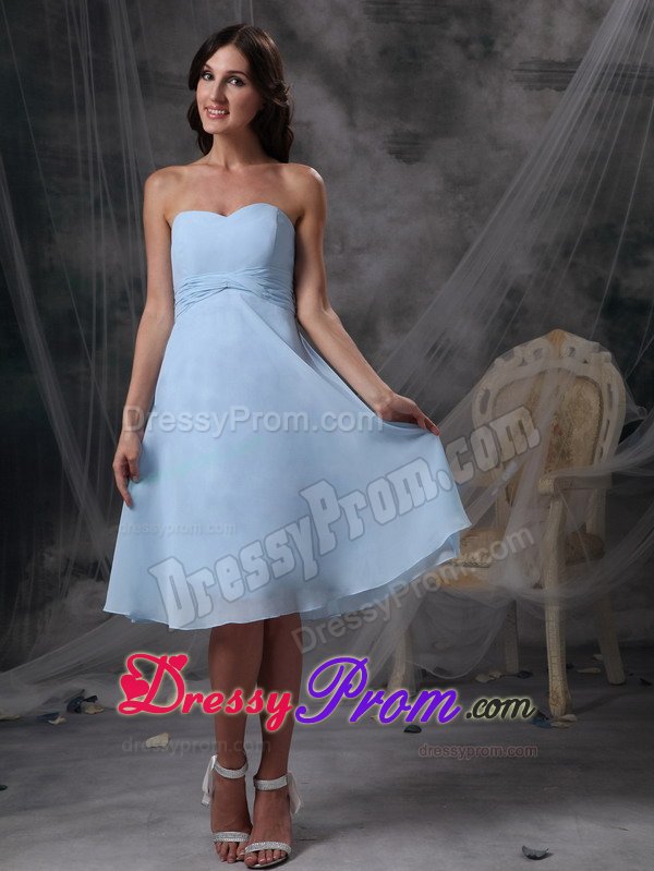 Nifty Light Blue Chiffon Prom Cocktail Dresses Sweetheart Knee-length