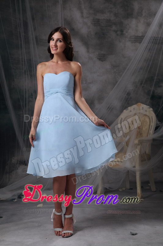 Nifty Light Blue Chiffon Prom Cocktail Dresses Sweetheart Knee-length