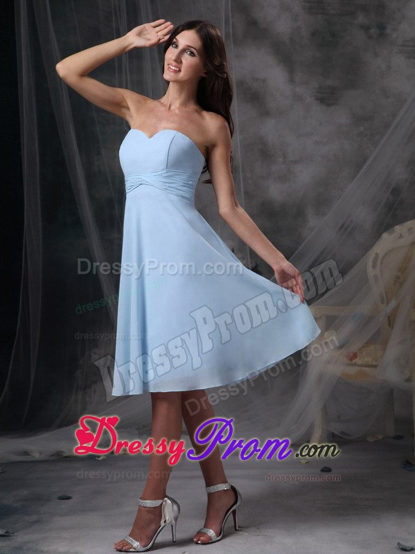 Nifty Light Blue Chiffon Prom Cocktail Dresses Sweetheart Knee-length