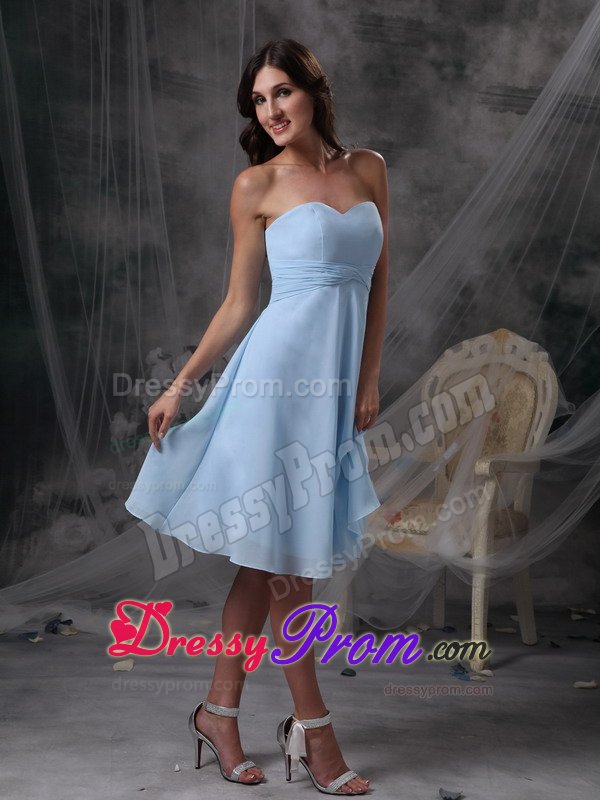 Nifty Light Blue Chiffon Prom Cocktail Dresses Sweetheart Knee-length