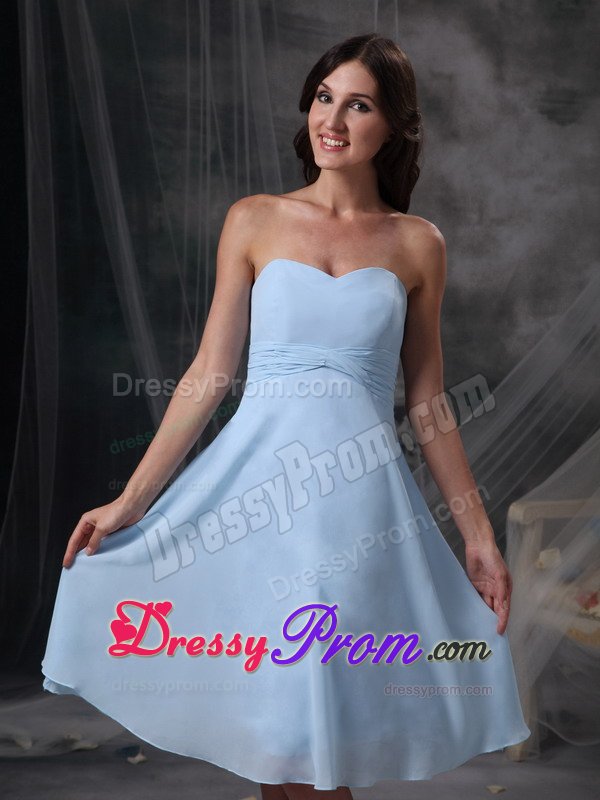 Nifty Light Blue Chiffon Prom Cocktail Dresses Sweetheart Knee-length