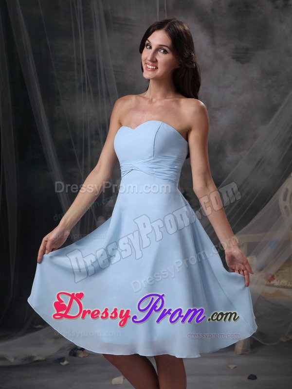 Nifty Light Blue Chiffon Prom Cocktail Dresses Sweetheart Knee-length