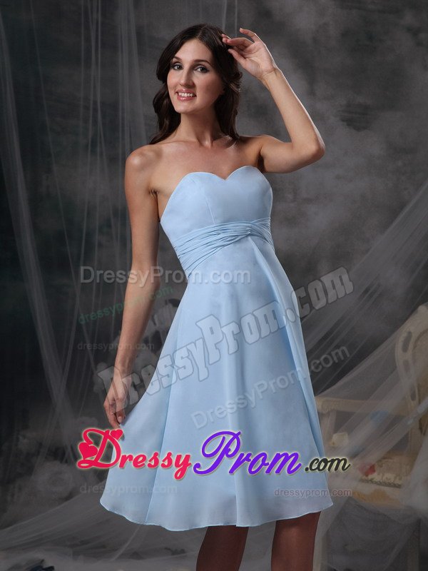 Nifty Light Blue Chiffon Prom Cocktail Dresses Sweetheart Knee-length
