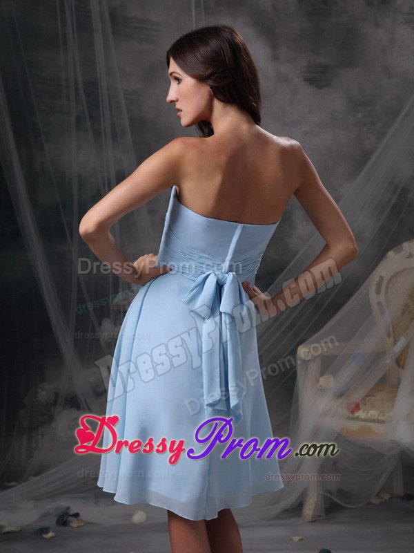 Nifty Light Blue Chiffon Prom Cocktail Dresses Sweetheart Knee-length