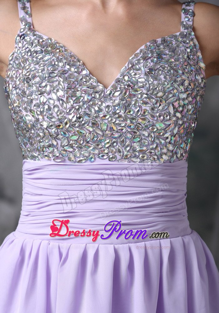 Wanted Mini-length Lilac Prom Gown Dress RhinestOne and Side Zipper