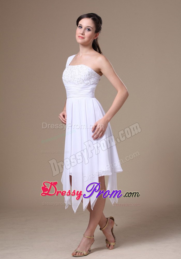 up-To-Date One Shoulder Prom Party Dresses Asymmetrical Appliques