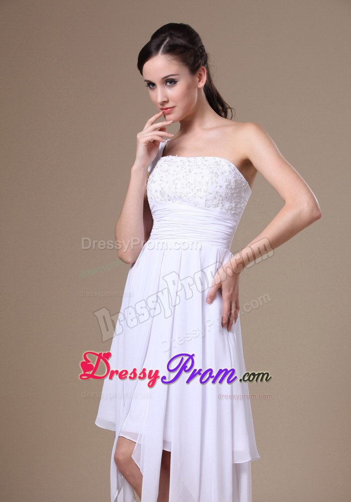 up-To-Date One Shoulder Prom Party Dresses Asymmetrical Appliques