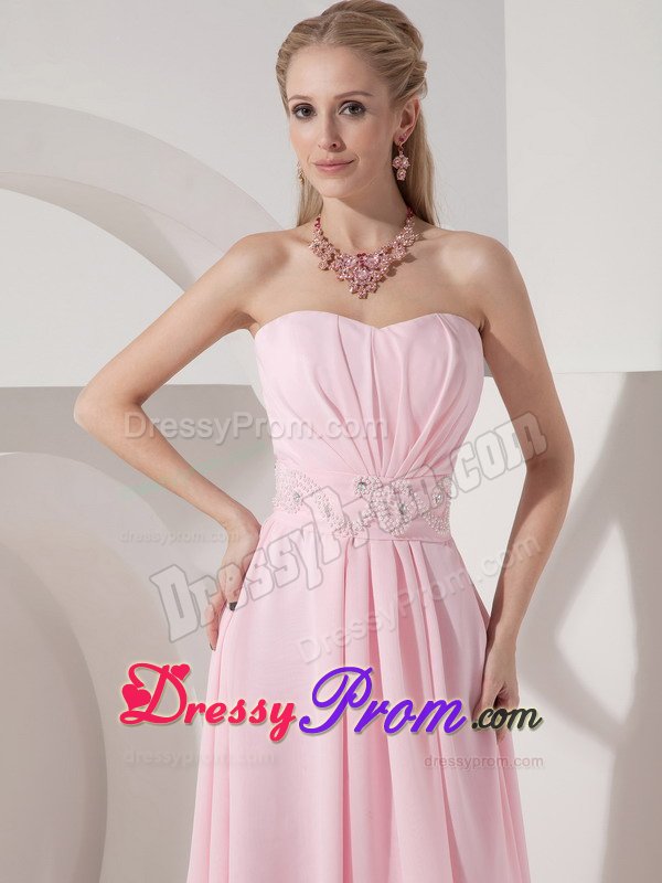 Pink Side Zipper Prom Gowns Beading Sweetheart High-low in Maringa