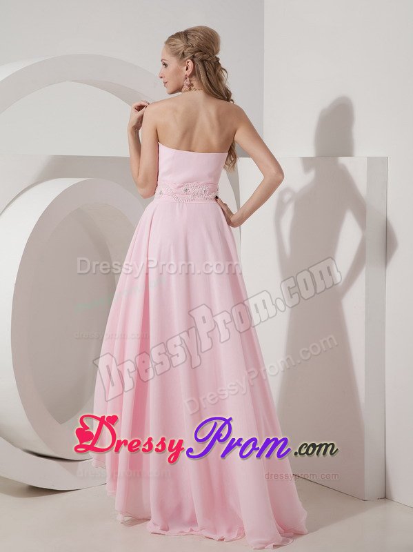 Pink Side Zipper Prom Gowns Beading Sweetheart High-low in Maringa