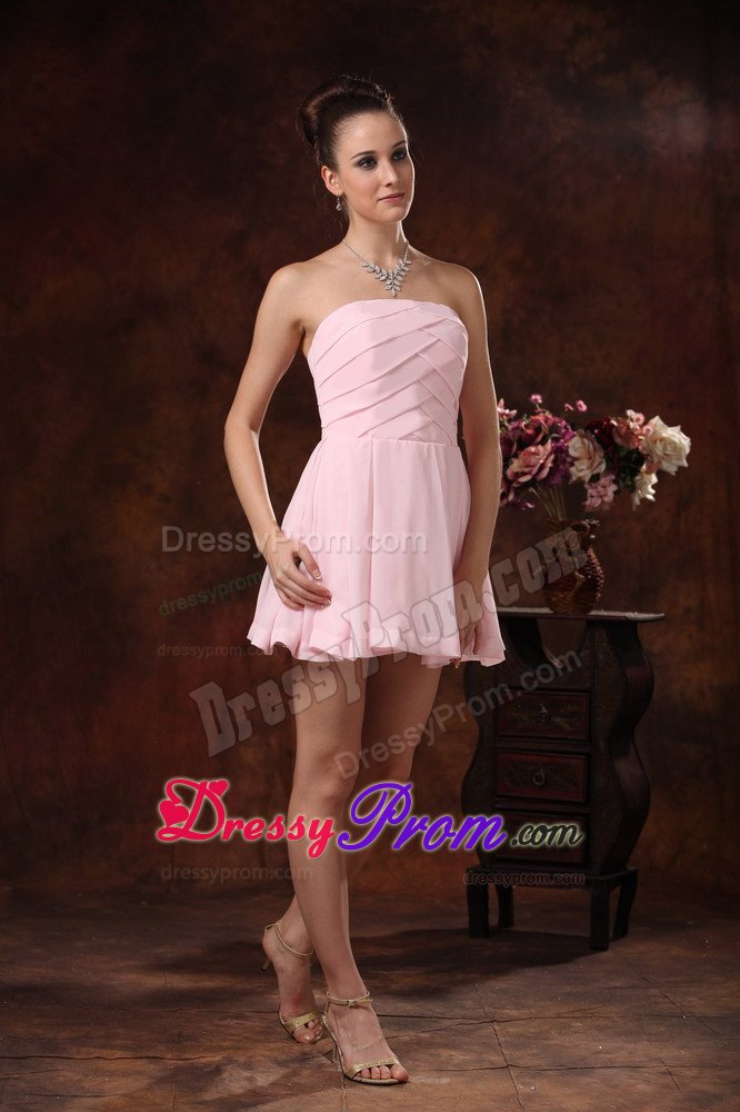 the Brand New Style Mini-length Pink Dress for Prom Queen Strapless