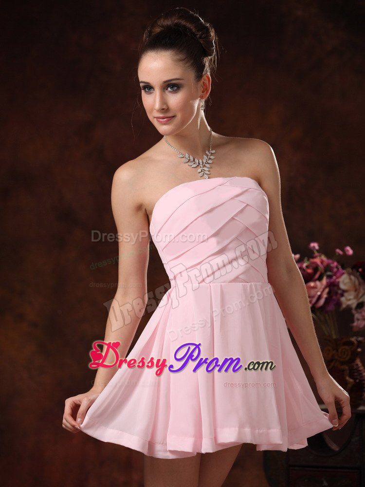 the Brand New Style Mini-length Pink Dress for Prom Queen Strapless