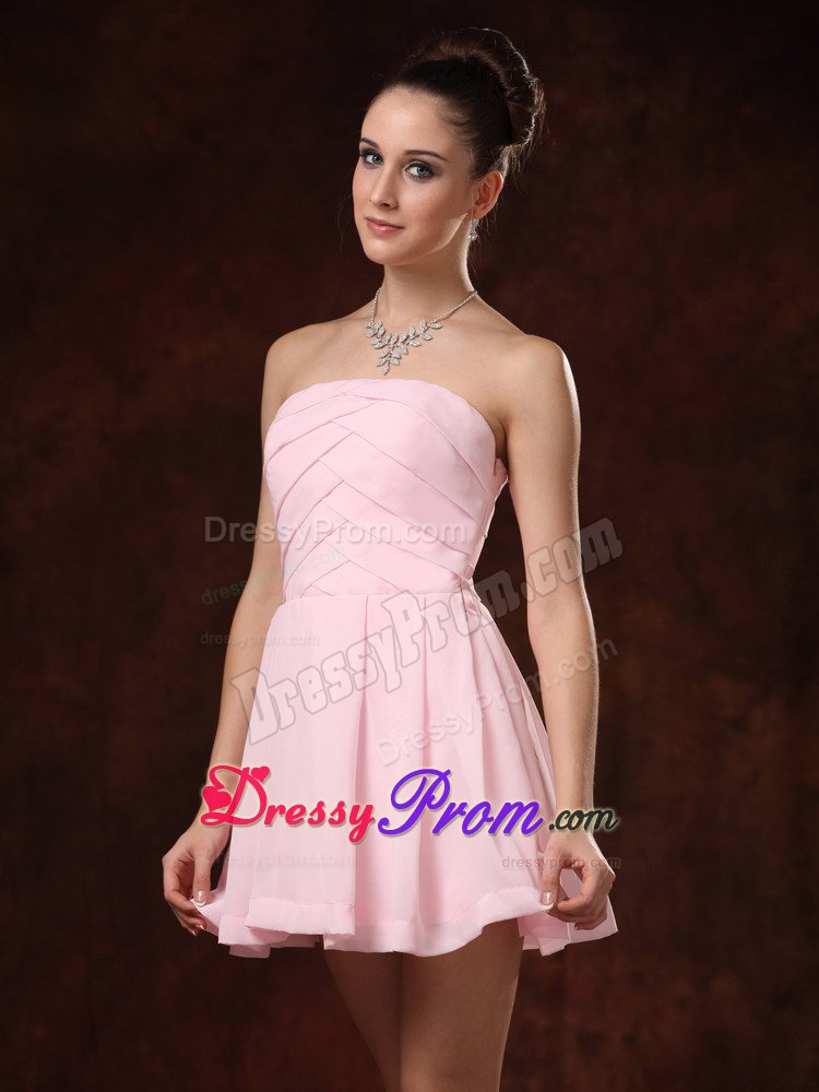 the Brand New Style Mini-length Pink Dress for Prom Queen Strapless