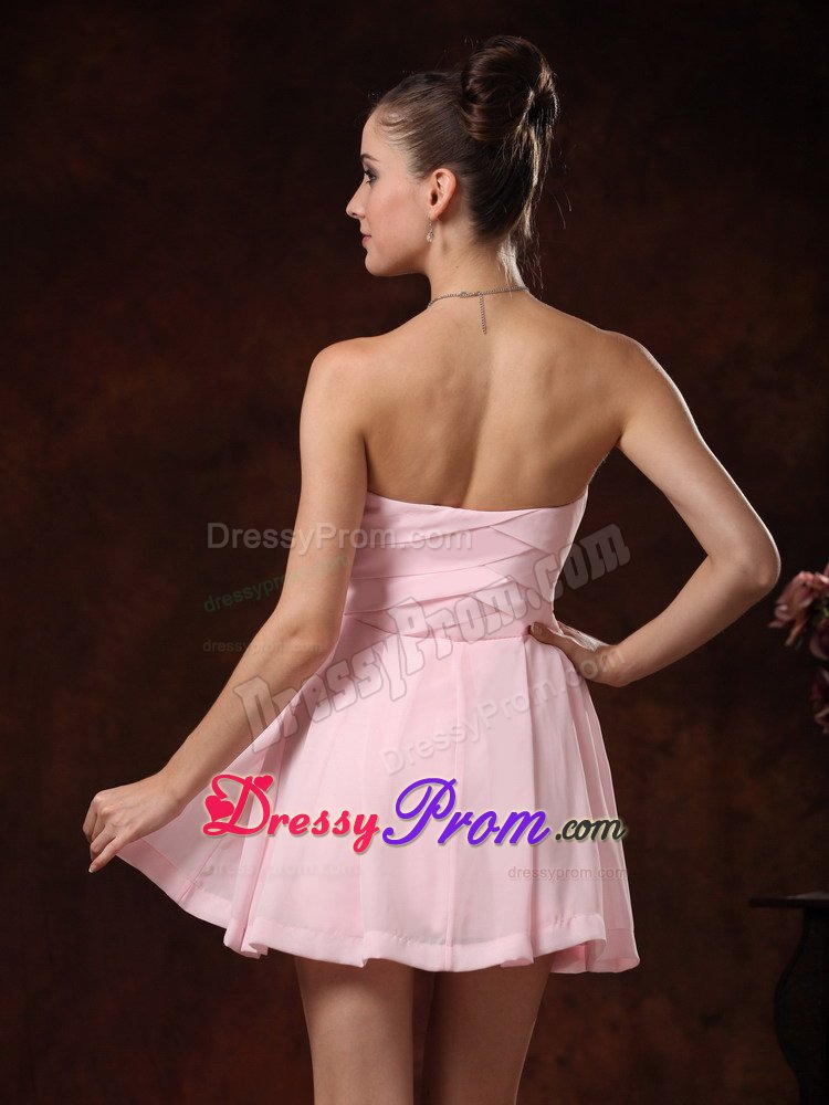 the Brand New Style Mini-length Pink Dress for Prom Queen Strapless