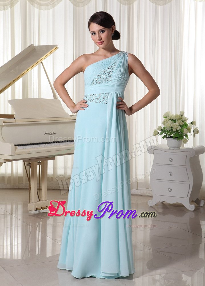 Impressive Chiffon Prom Celebrity Dresses One Shoulder with Beading
