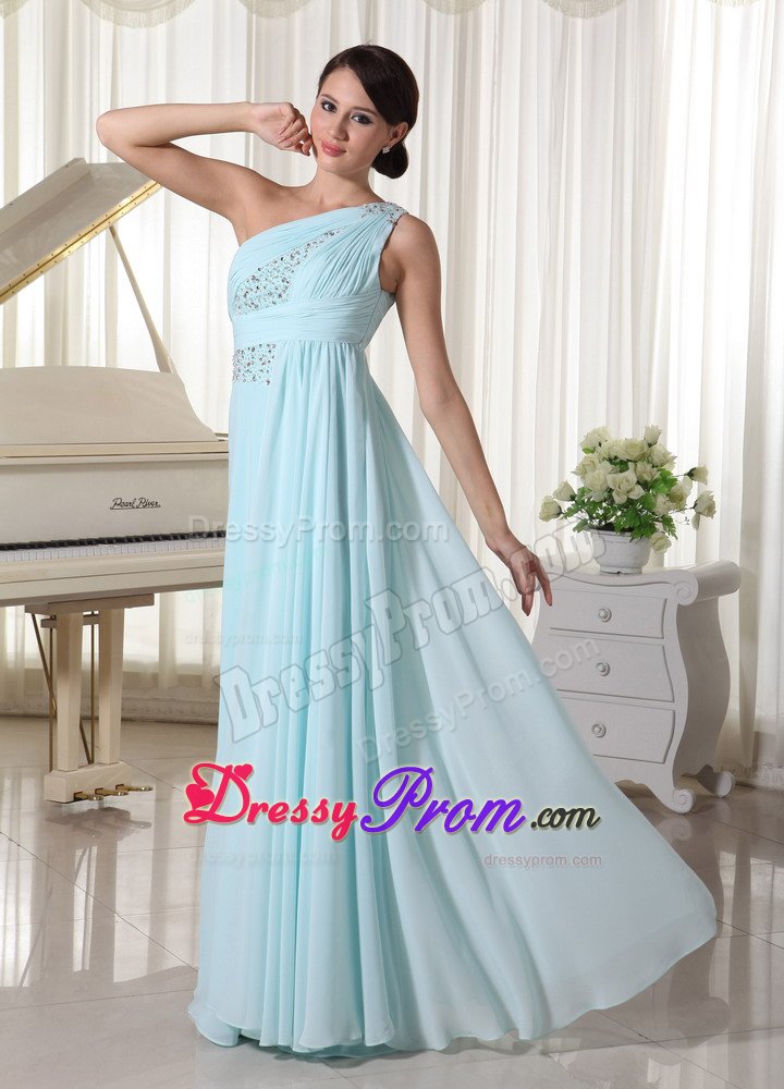 Impressive Chiffon Prom Celebrity Dresses One Shoulder with Beading