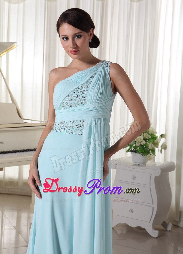 Impressive Chiffon Prom Celebrity Dresses One Shoulder with Beading