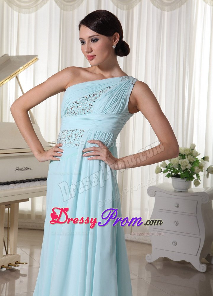Impressive Chiffon Prom Celebrity Dresses One Shoulder with Beading