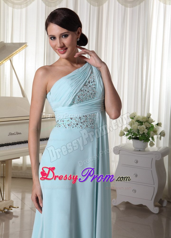Impressive Chiffon Prom Celebrity Dresses One Shoulder with Beading