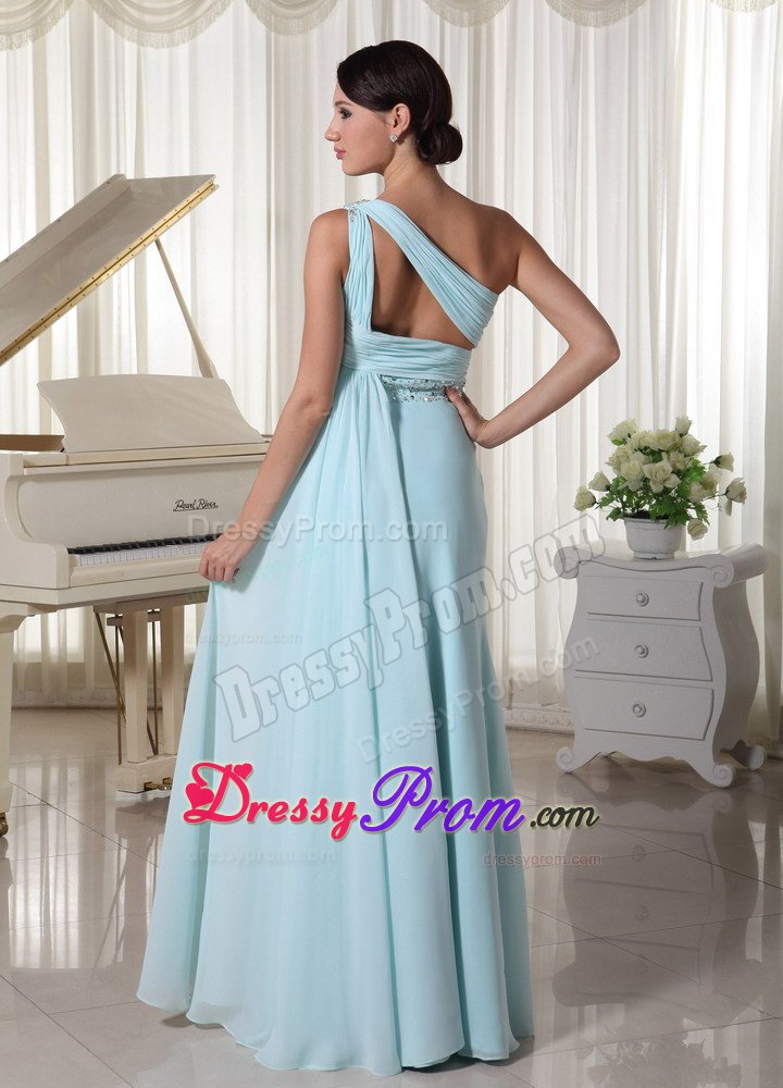 Impressive Chiffon Prom Celebrity Dresses One Shoulder with Beading