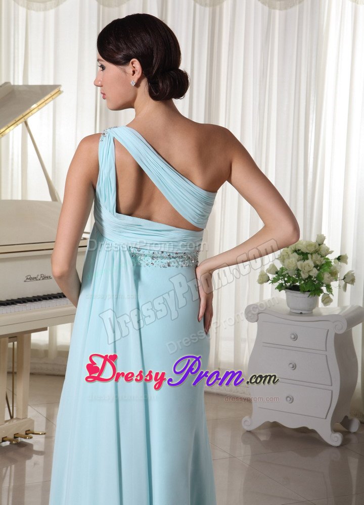 Impressive Chiffon Prom Celebrity Dresses One Shoulder with Beading