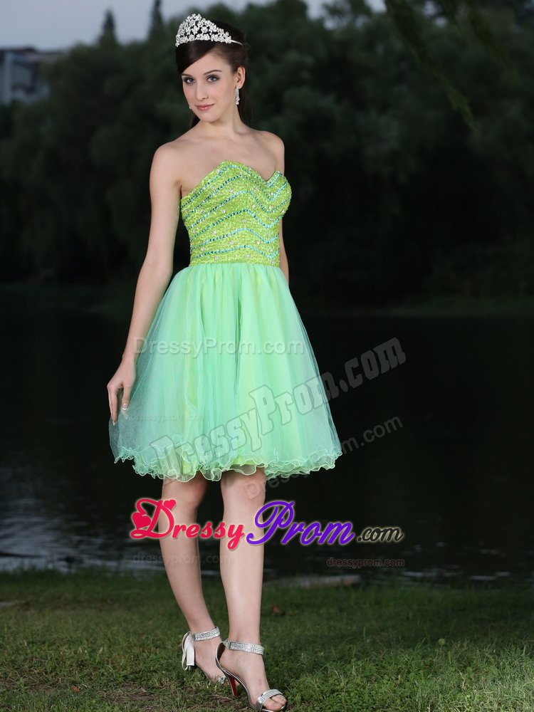 Voguish Mini-length Beading Proms for Queen Sweetheart Organza