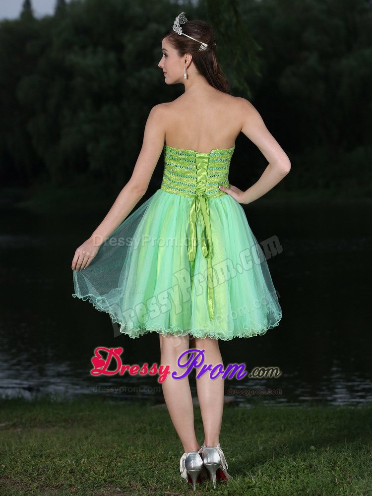Voguish Mini-length Beading Proms for Queen Sweetheart Organza
