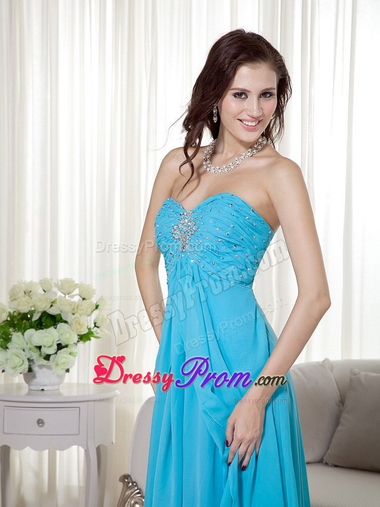 Noble Ruched and Beaded Junior Prom Sweep Train in Itaquaquecetuba
