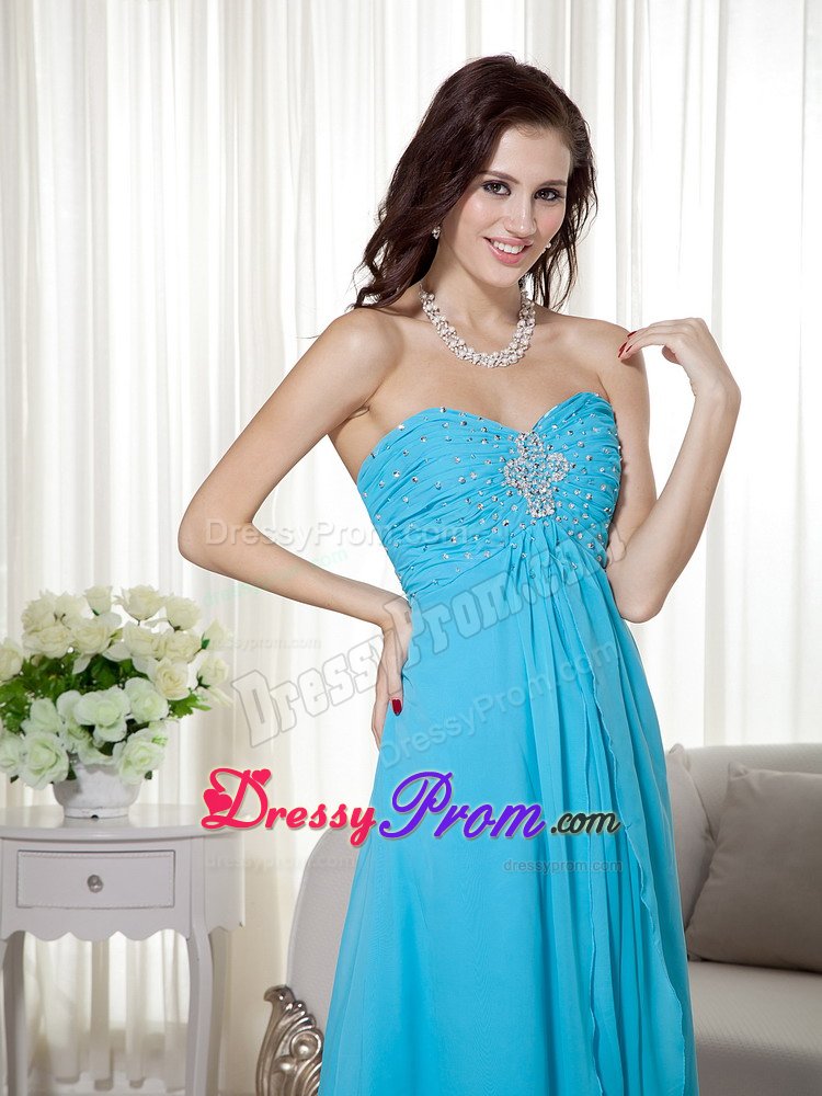 Noble Ruched and Beaded Junior Prom Sweep Train in Itaquaquecetuba