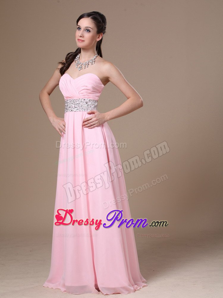 Perfect Sweetheart Prom Party Dresses Beaded Sash Chiffon for Bauru