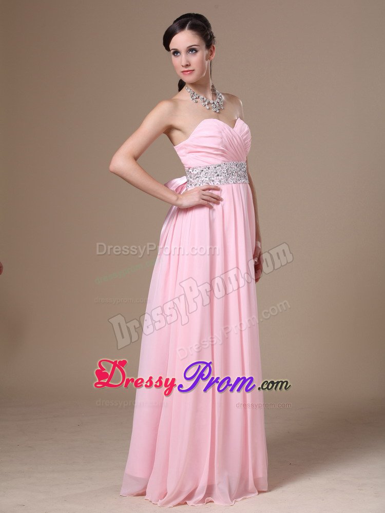 Perfect Sweetheart Prom Party Dresses Beaded Sash Chiffon for Bauru