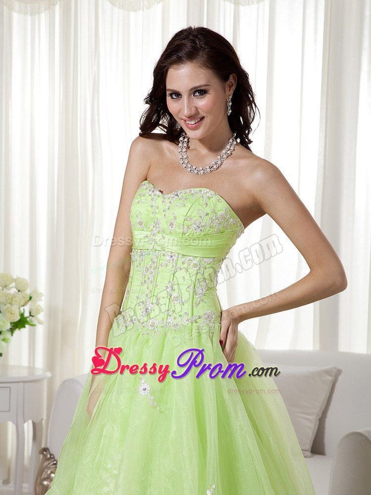 Latest Organza Appliques Prom Dresses Sweetheart for Montes Claros