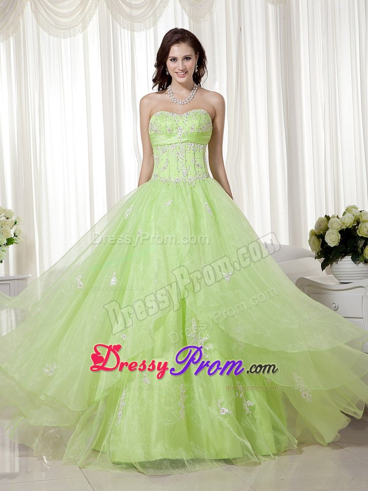 Latest Organza Appliques Prom Dresses Sweetheart for Montes Claros