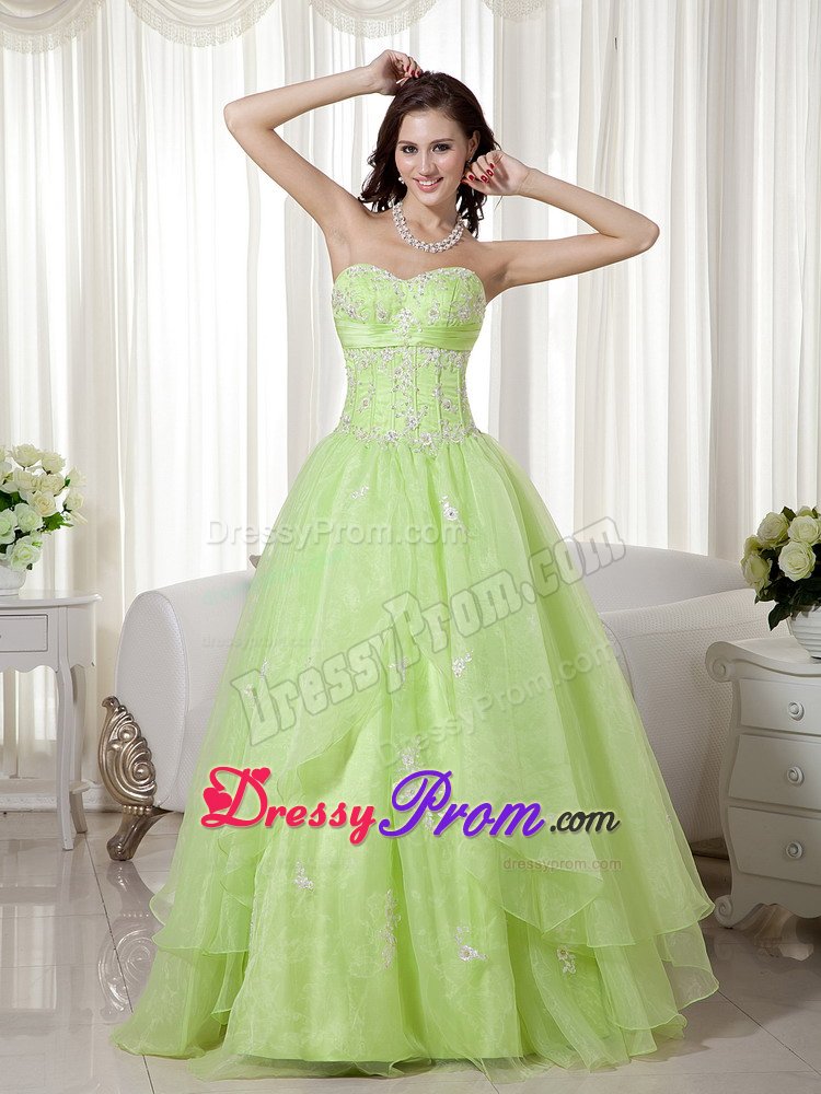 Latest Organza Appliques Prom Dresses Sweetheart for Montes Claros
