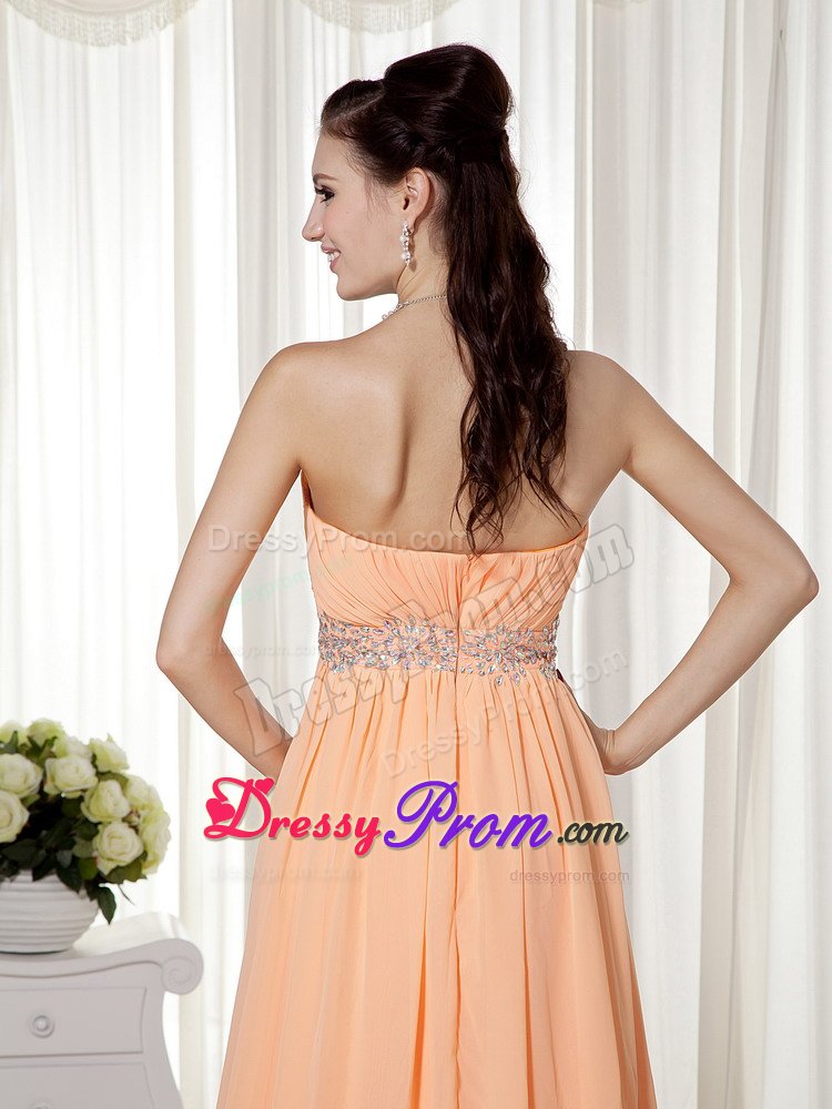 Pretty Strapless Beading Prom Holiday Dress Chiffon with Brush Train