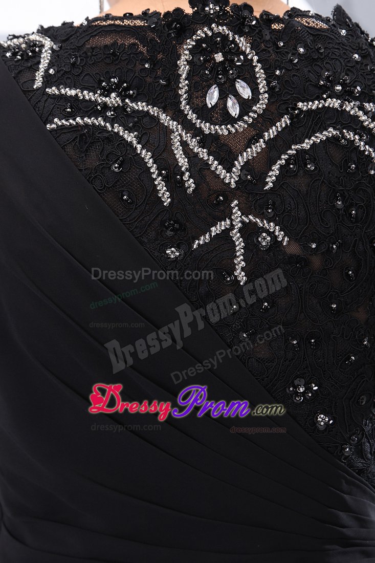 Simple Black Beaded Prom Celebrity Dress Sleeveless with Floor-length