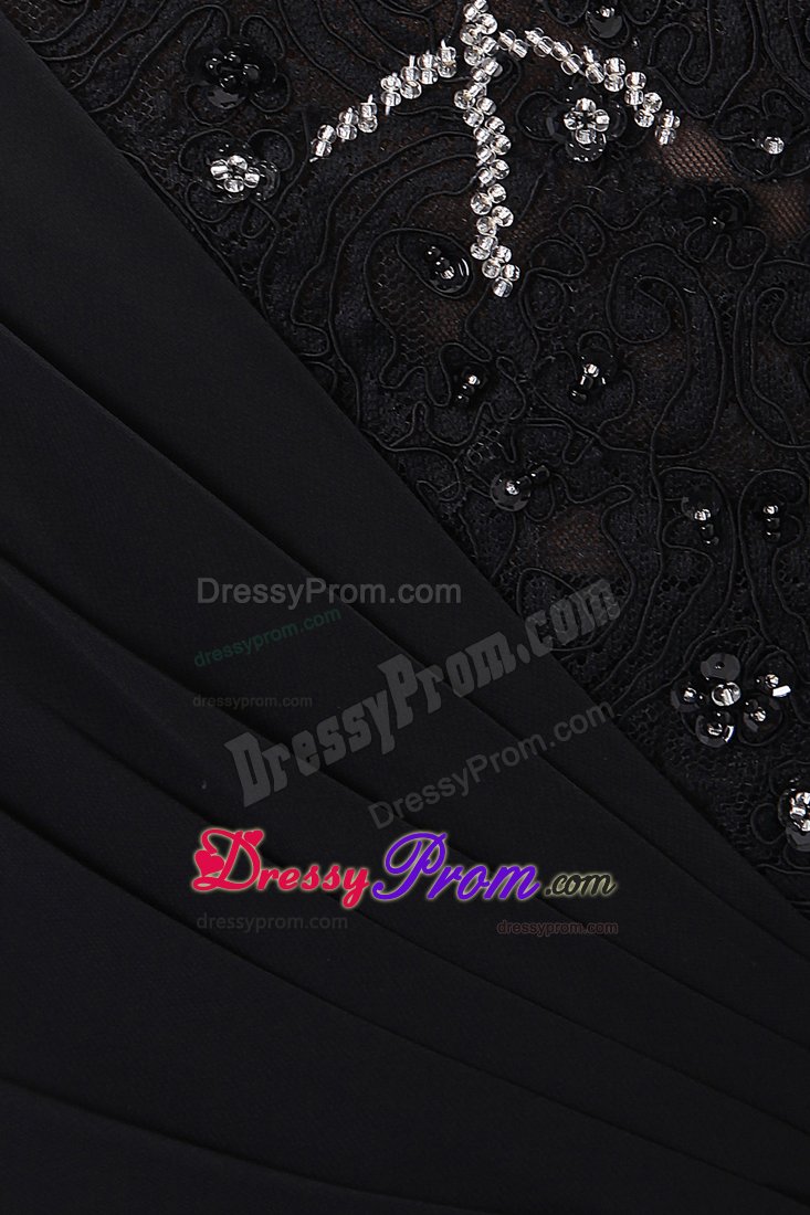 Simple Black Beaded Prom Celebrity Dress Sleeveless with Floor-length