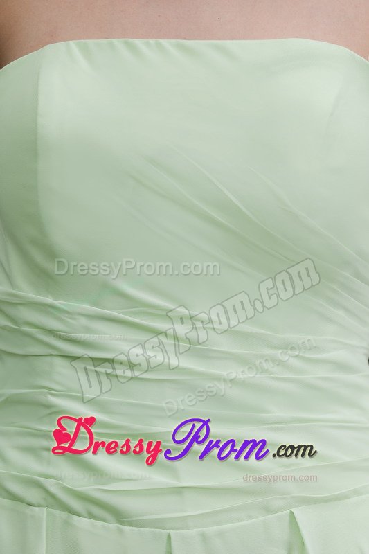 Apple Green Strapless Chiffon Prom Court Dresses with Court Train