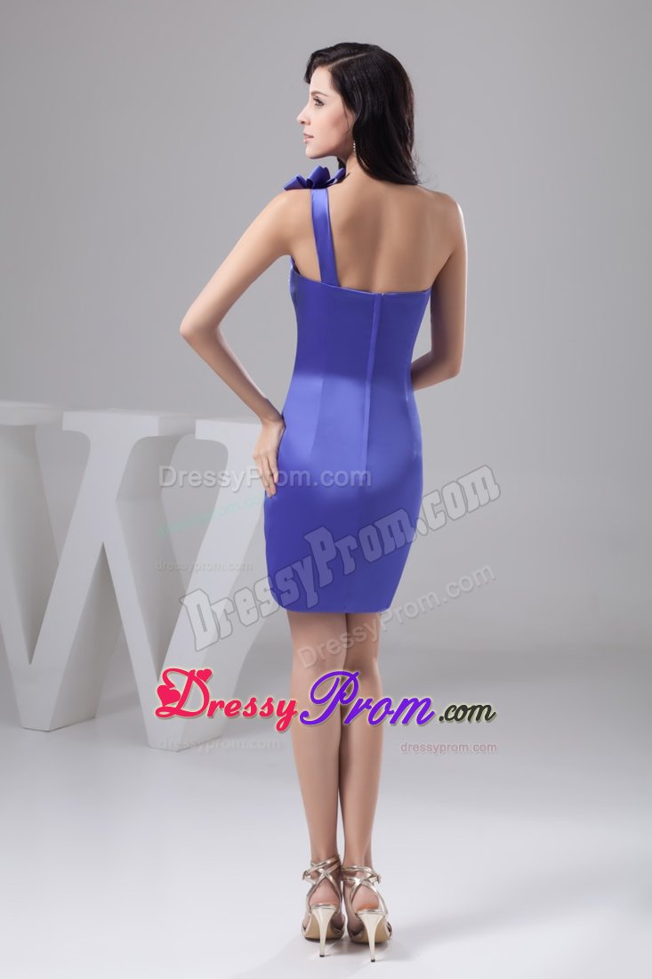 Bowknot Accent One Shoulder Lavender Prom Theme Dress with Beading