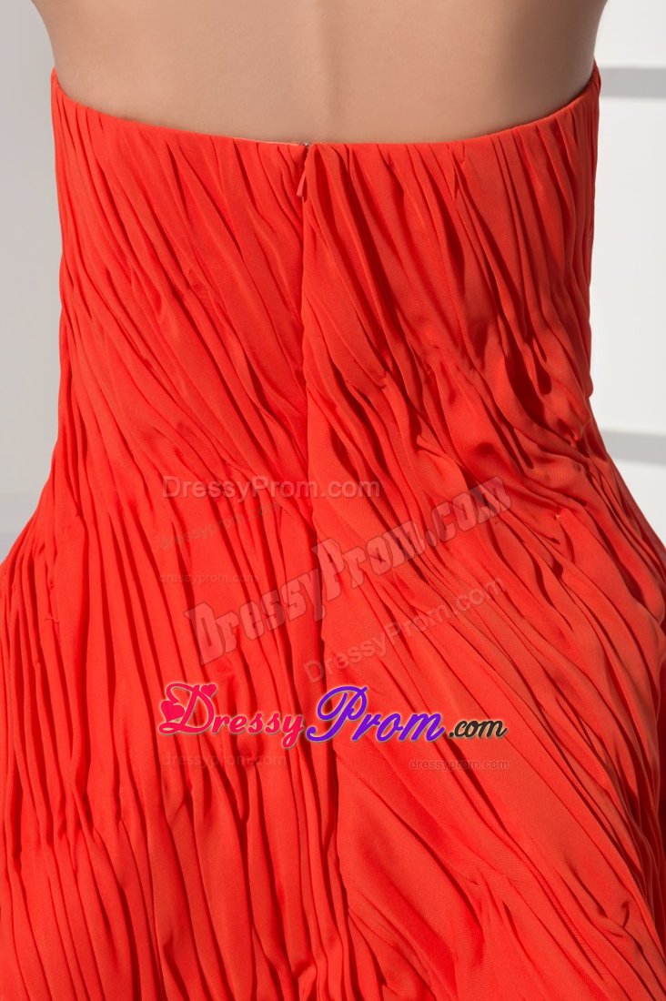 Ruches and Flowers Accent Mini Length Red Prom Cocktail Dresses