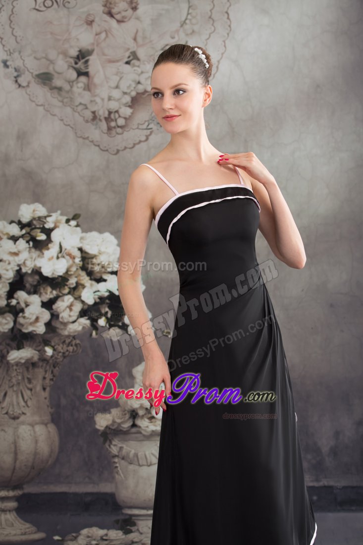 Black Floor Length Chiffon Prom Maxi Dress with Spaghetti Straps