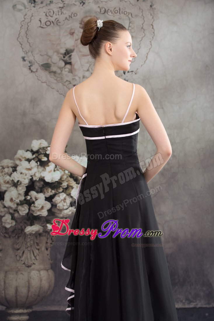 Black Floor Length Chiffon Prom Maxi Dress with Spaghetti Straps