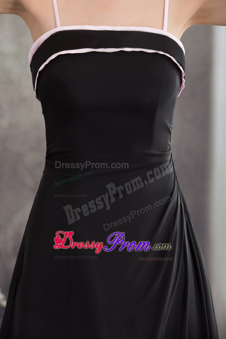 Black Floor Length Chiffon Prom Maxi Dress with Spaghetti Straps