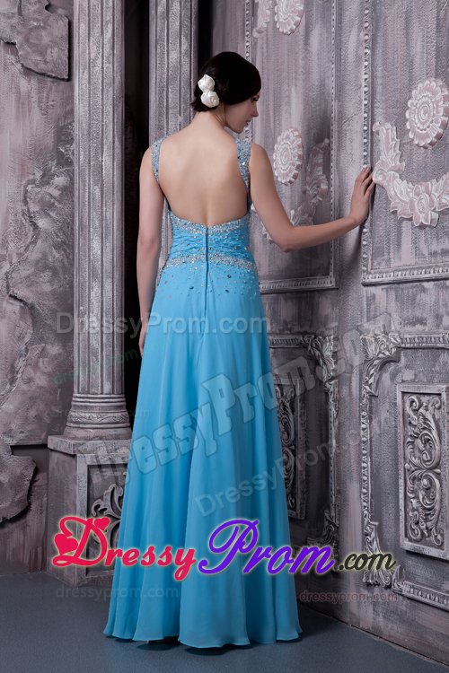 Beading Straps Empire Floor Length Chiffon Prom Maxi Dress 2014