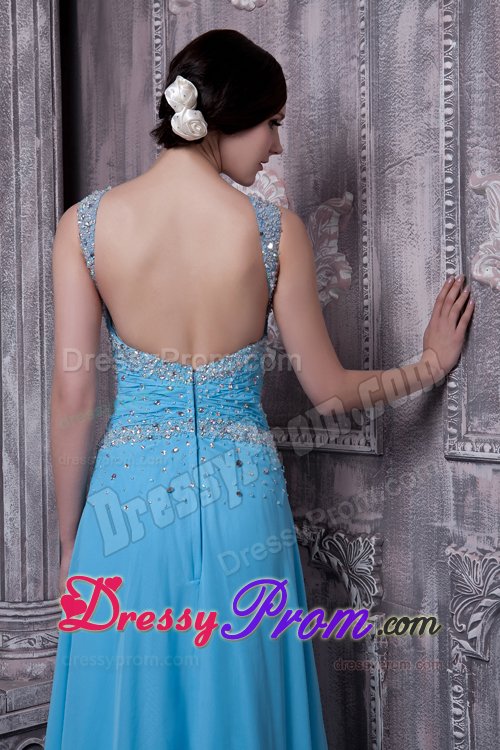 Beading Straps Empire Floor Length Chiffon Prom Maxi Dress 2014