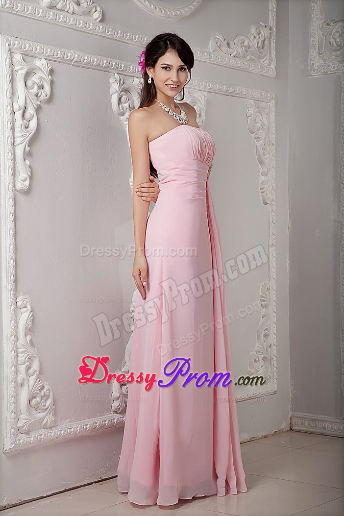 Bruch and Ruches Decorate Pink Strapless Prom Pageant Dresses