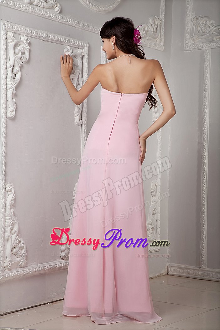 Bruch and Ruches Decorate Pink Strapless Prom Pageant Dresses