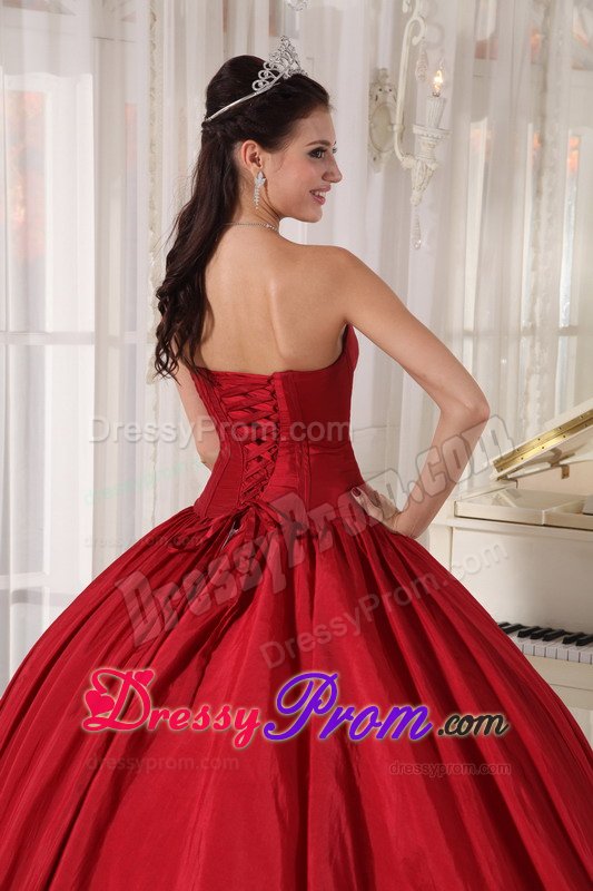 Sweet Taffeta and Organza Sweet 15 Dresses Beading in Red and White