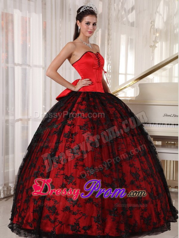 Sleeveless Dresses for a Quince Sweetheart with Big Bowknot in Red