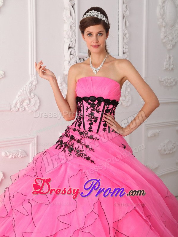 Appliques and Ruffles Accent Sweet Sixteen Dresses in Rose Pink