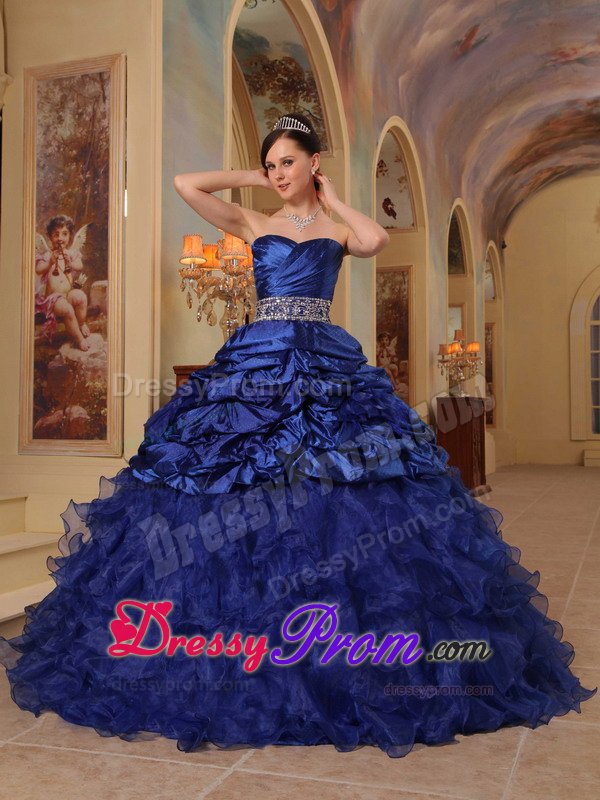 Beading and Ruffles Accent Sweet 15 Dresses in Royal Blue 2014